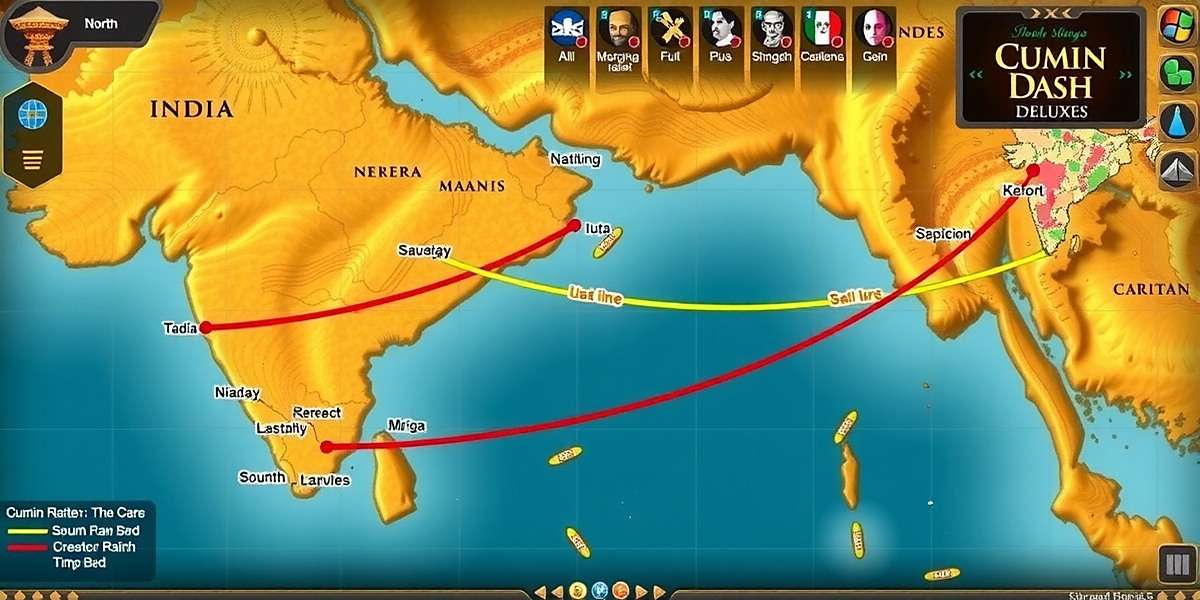 Cumin Dash Deluxe - Expert Trading Strategies Cumin Dash Deluxe strategy guide showing optimal trading routes between North and South Indian cities